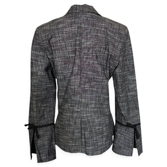 David Paul Bell Sleeve Blazer Womens Sz 6 S Slim Career Formal Ribbon Tie Cuff - Picture 2 of 7